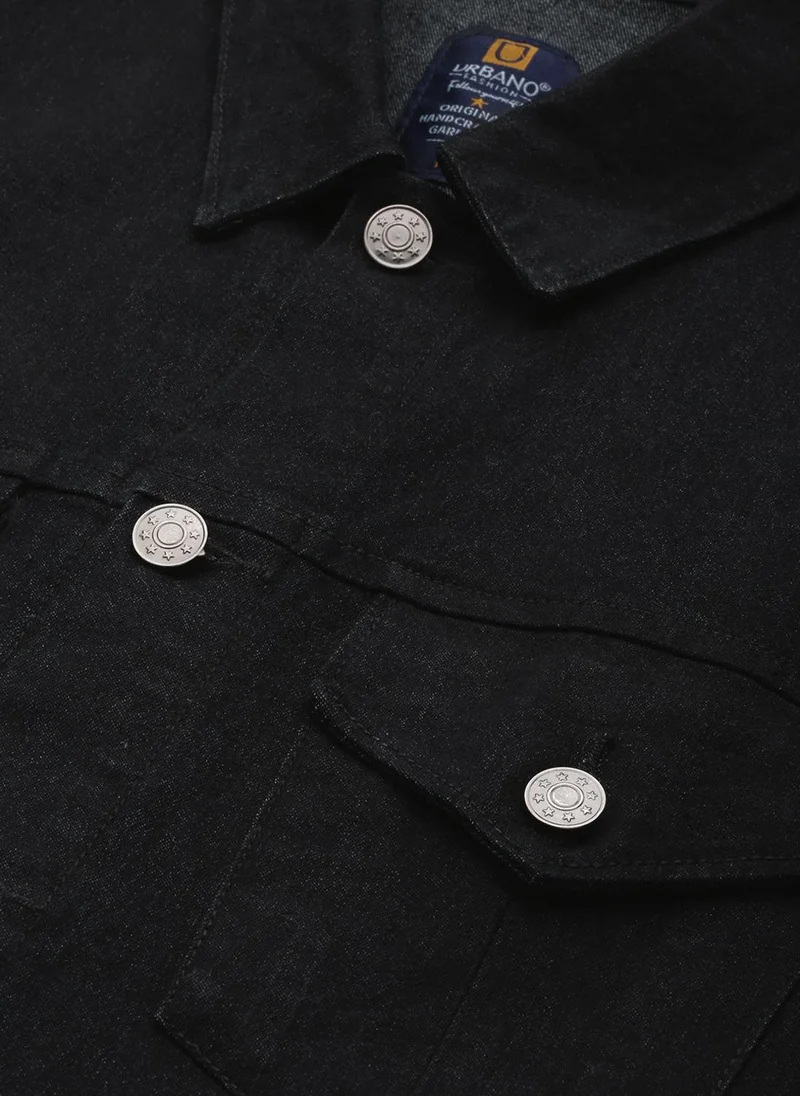 Urbano Fashion  Urbano Fashion Men's Black Regular Fit Washed Sleeveless Denim Jacket for Men | Best Price UAE